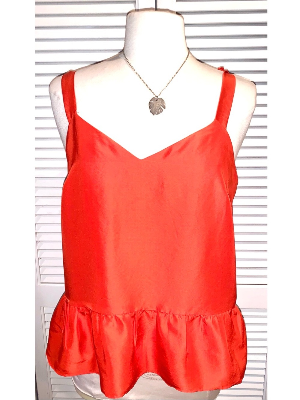 J Crew 100% Silk Peplum Cami Tank Cherry Red Size 8